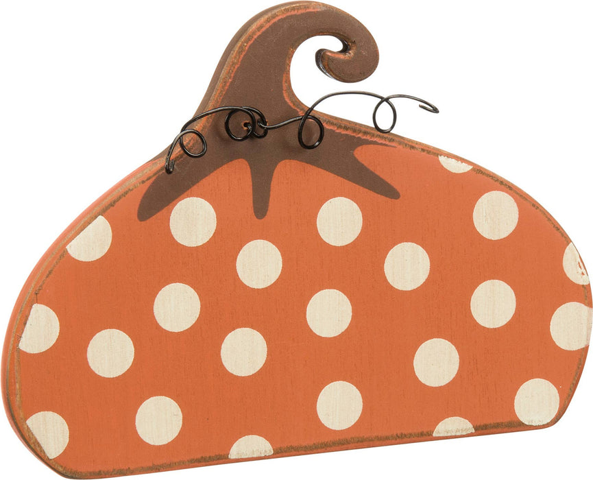 Dot Pumpkin Chunky Shelf Sitter
