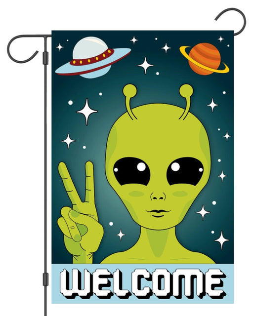 Welcome Alien Garden Flag