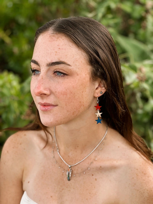4th of July Stars Wood Earrings