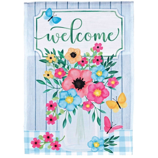 Welcome Flower Jar Banner Flag