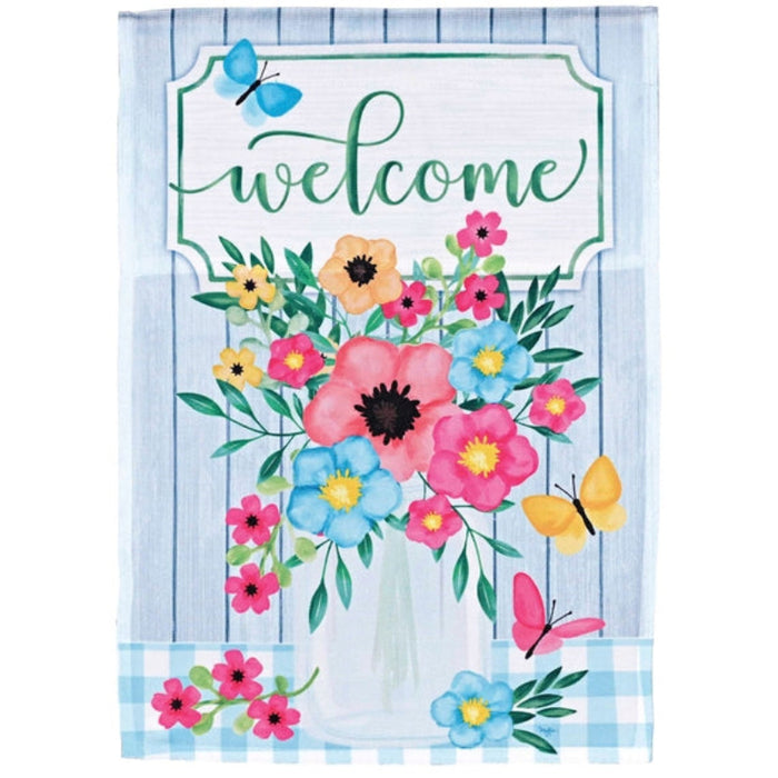 Welcome Flower Jar Banner Flag