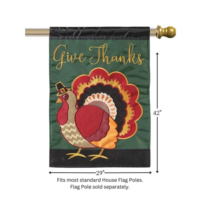 Give Thanks Turkey Banner Flag