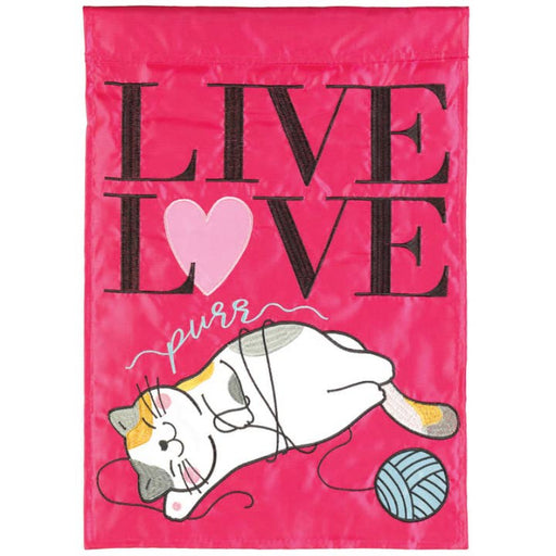 Live Love Purr Applique Banner Flag
