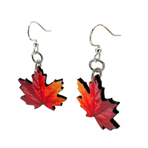 Maple Leaf Wood Earrings
