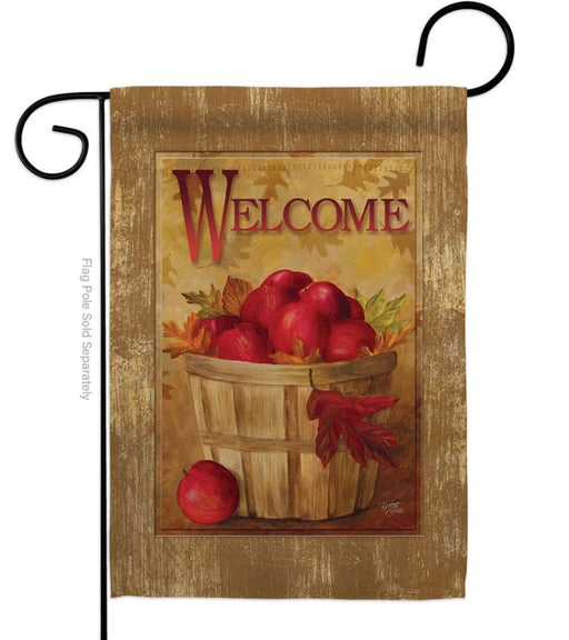 Welcome Apple Basket Garden Flag