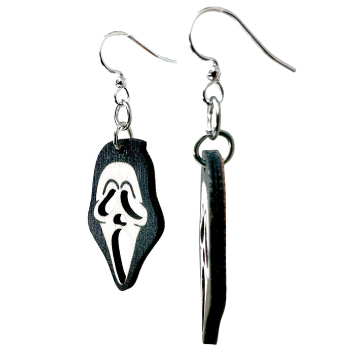 Ghostface Scream Wood Earrings