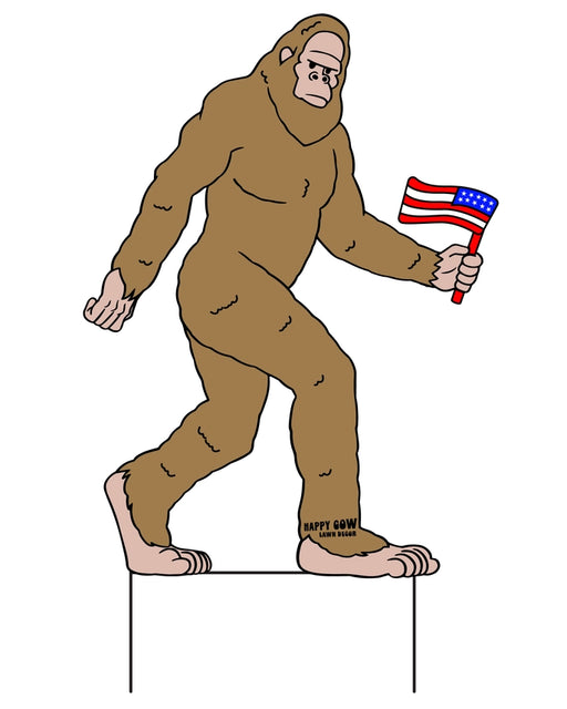 Patriotic Bigfoot Metal Yard Stake