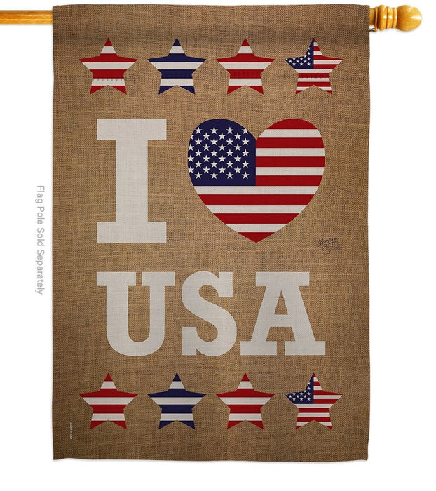 I Love USA Banner Flag
