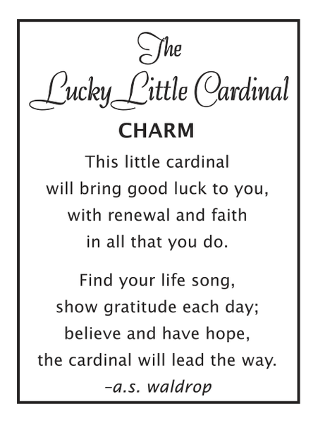 Lucky Little Cardinal Pocket Charm placard sentiment