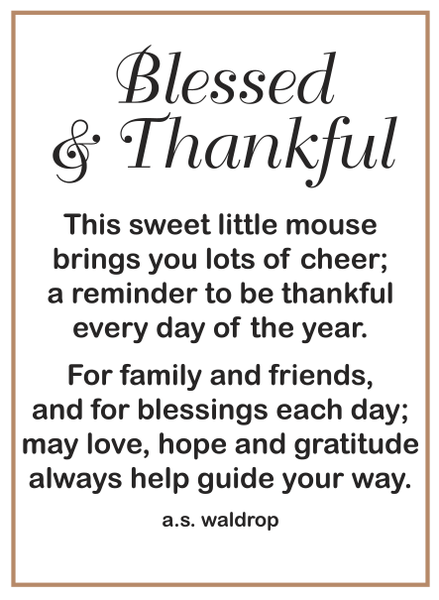 Text with 'Blessed & Thankful' message and a quote about gratitude and family.