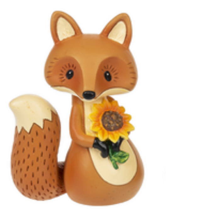 Sunflower Holding Fox Figurine