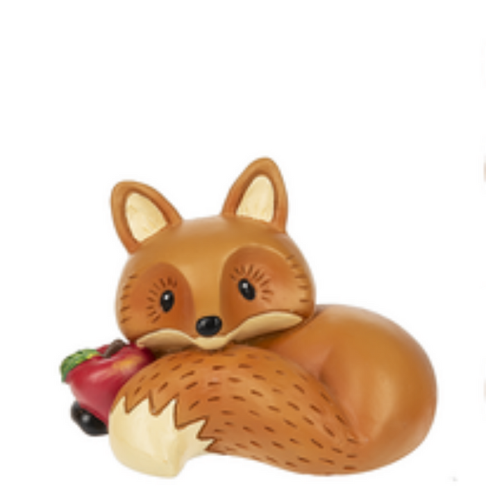 Curled Up Apple Fox Figurine