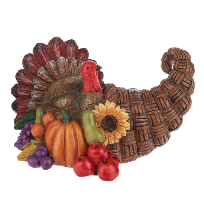 Curled Cornucopia Turkey Figurine