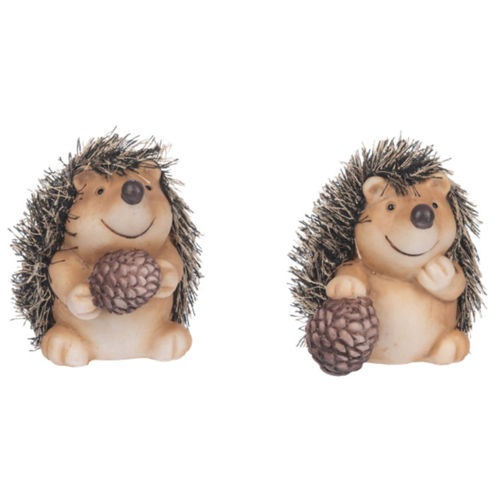 Hedgehog w/ Pinecone Figurine - Assorted Style