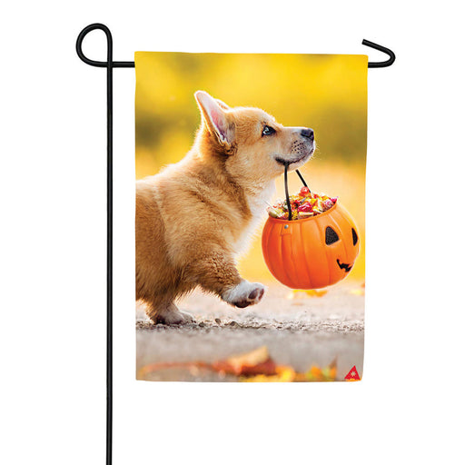 Trick or Treat Puppy Suede Garden Flag