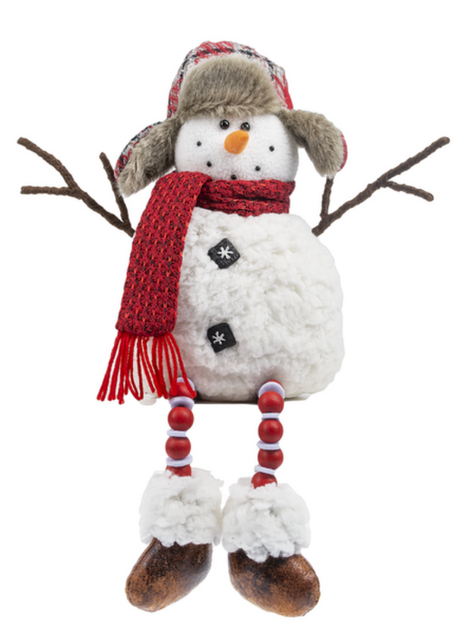 Snowman Trapper Hat Shelf Sitter w/ Beaded Legs