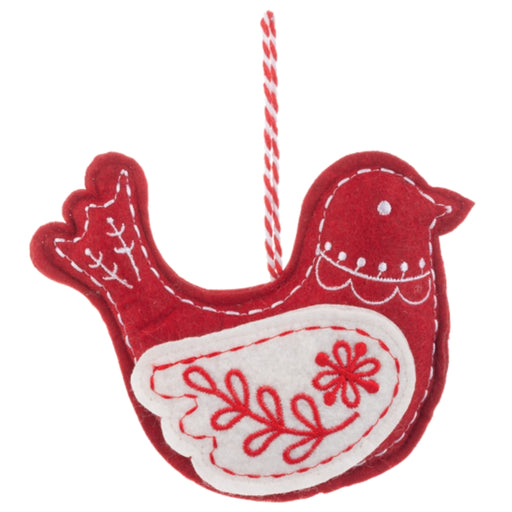 Scandinavian Print Bird Plush Ornament