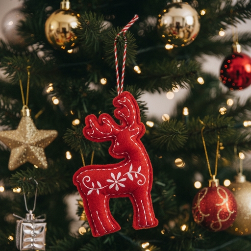 Scandinavian Print Deer Plush Ornament