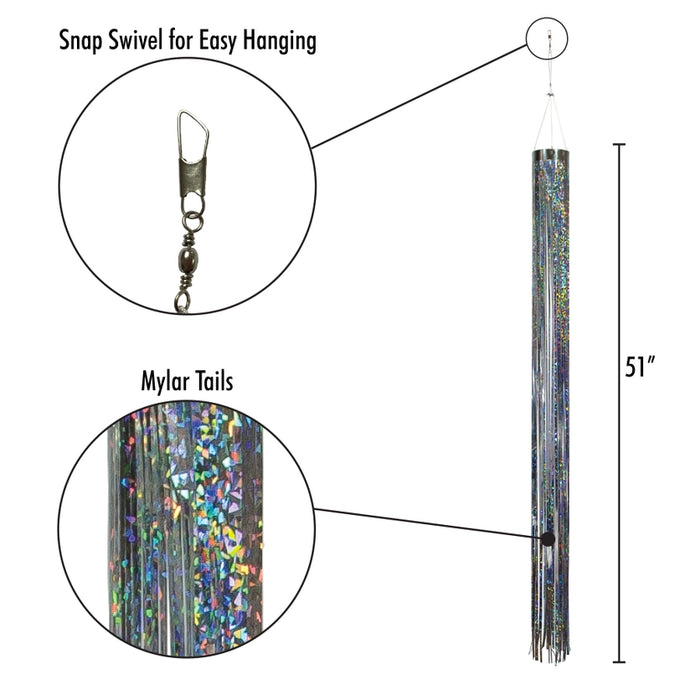51" Silver Holographic Mylar Windsock