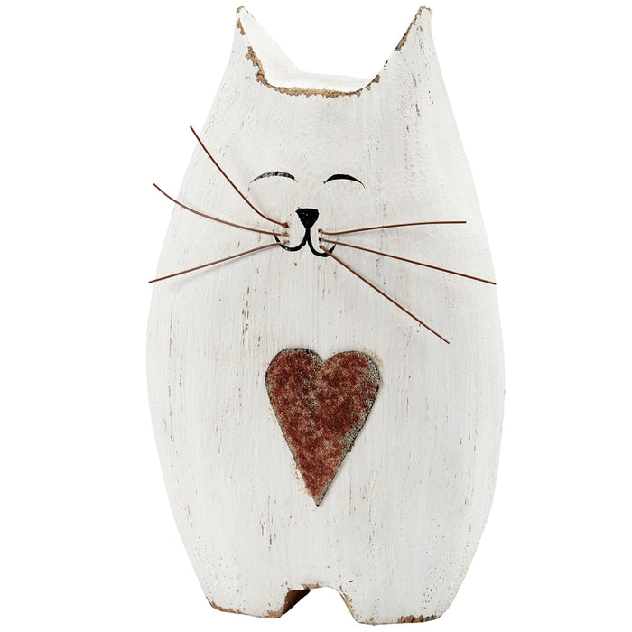 Heart Cat Chunky Shaped Wood Block