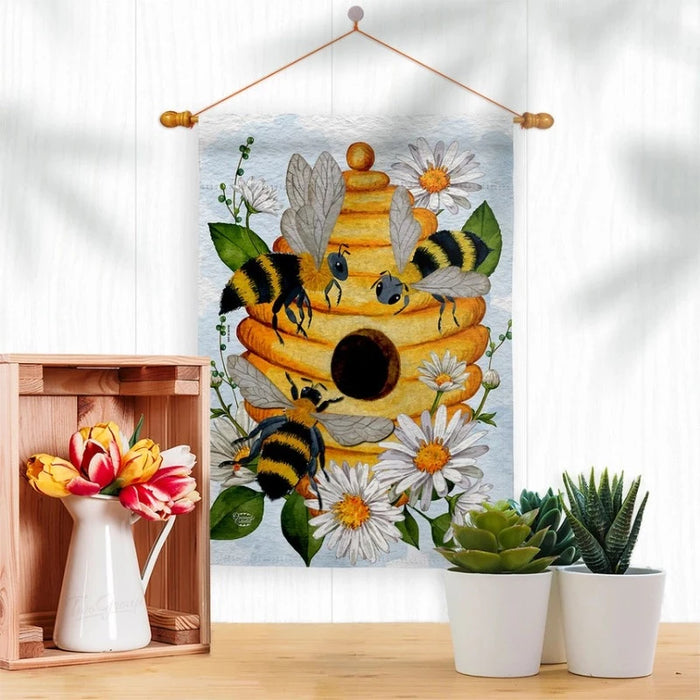 Beehive & Daisies Banner Flag