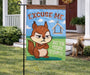 Squirrel Excuse Me Applique Garden Flag