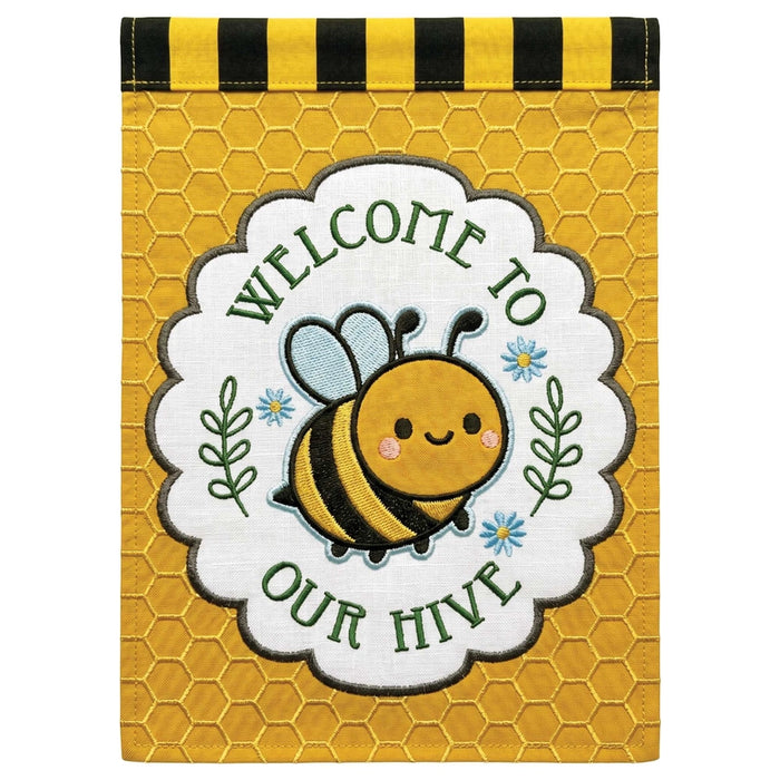 Welcome to Our Hive Applique Garden Flag