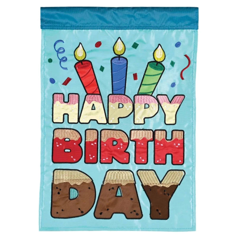 Happy Birthday Burlap Garden Flag