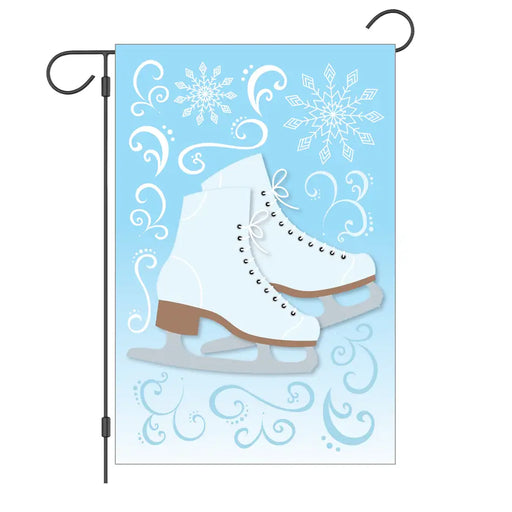 White Ice Skates Garden Flag