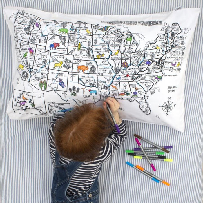 USA Map Pillowcase - Color & Learn