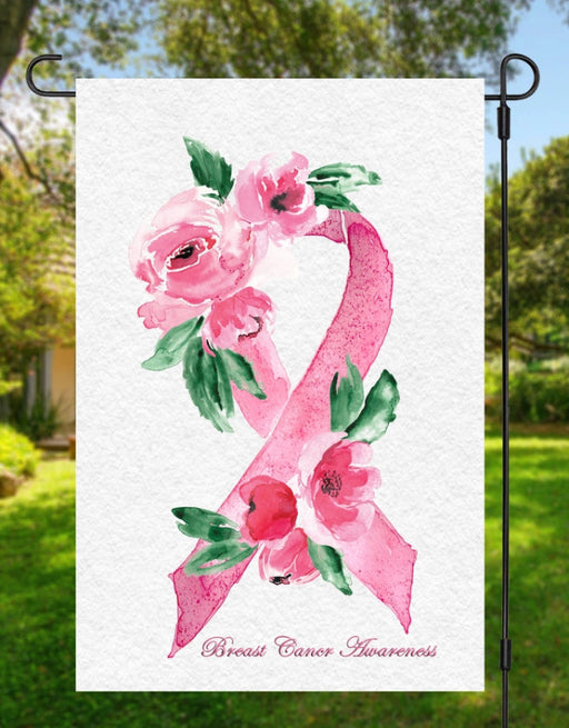 Breast Cancer Ribbon Garden Flag