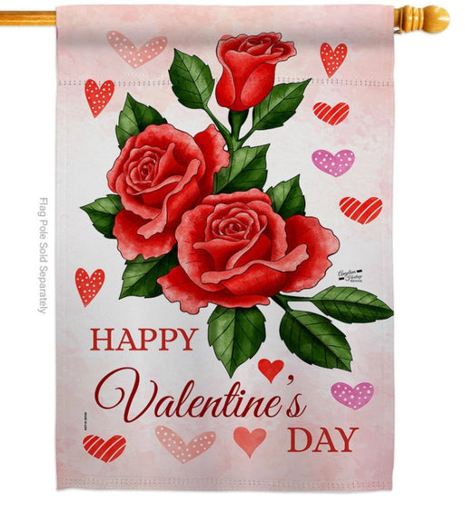 Valentine's Roses Banner Flag