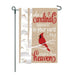 Cardinal Visitor On Birch Tree Burlap Garden Flag