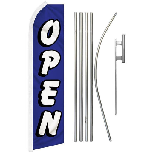 11.5' Open Blue and White Feather Flag & Pole Kit