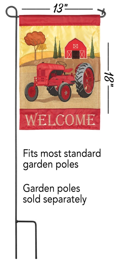 Welcome Fall Tractor Applique Garden Flag