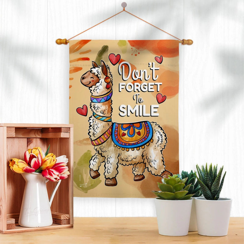 Don't Forget to Smile Llama Banner Flag