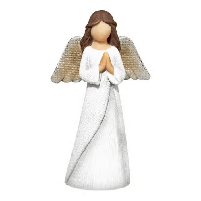 White Glitter Angel with Praying Hands Figure