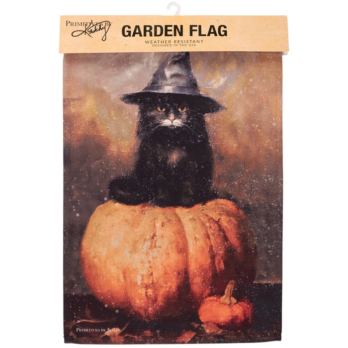 Pumpkin Witch Cat Garden Flag