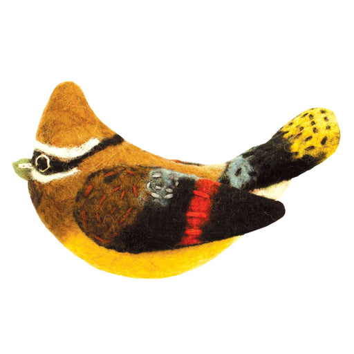 Cedar Waxwing Wild Woolie Bird Ornament