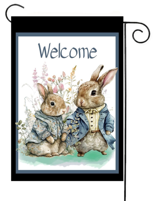 Victorian Rabbits Garden Flag