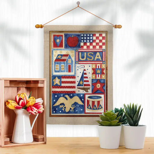USA Americana Collage Banner Flag