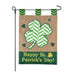 Happy Shamrock Chevron Burlap Garden Flag