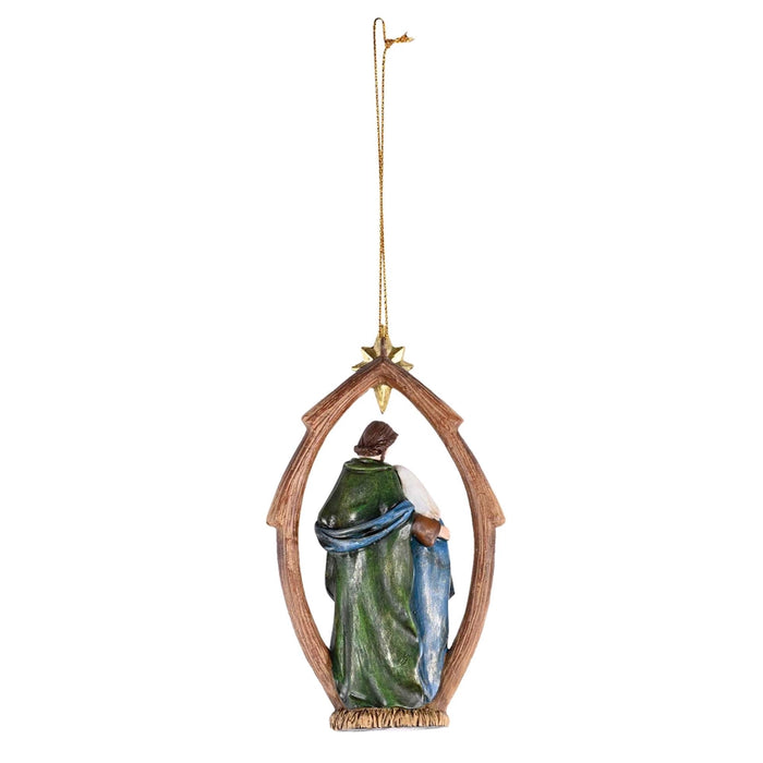 Red Brown Holy Family Creche Ornament