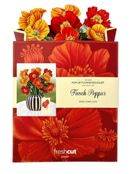 French Poppies Pop-Up Bouquet w/ Note Card
