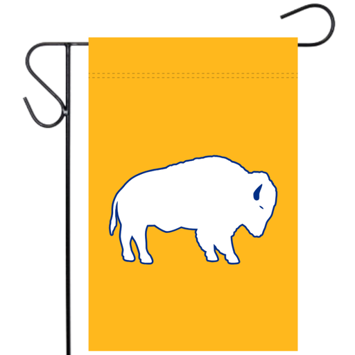 White and Gold Standing Buffalo Garden Flag - Made in USA