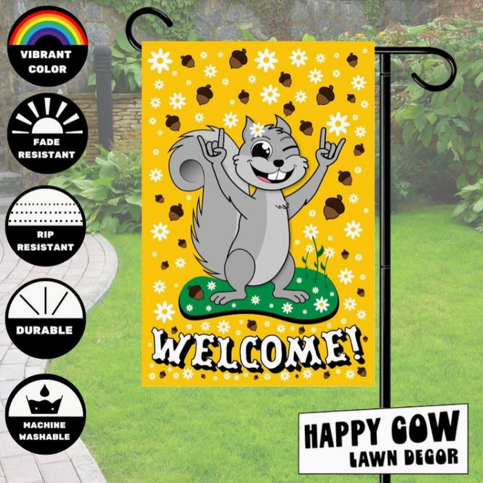 Squirrel Welcomes Garden Flag
