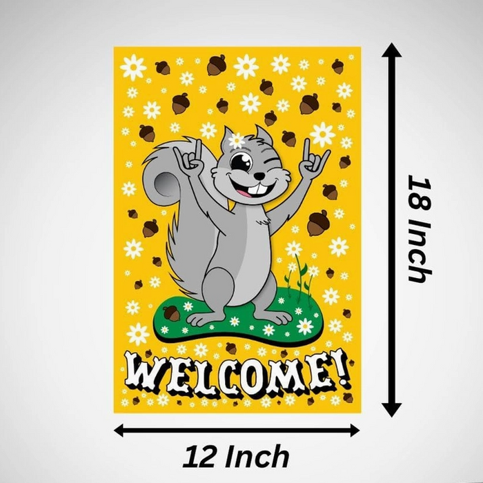 Squirrel Welcomes Garden Flag