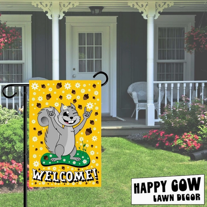 Squirrel Welcomes Garden Flag