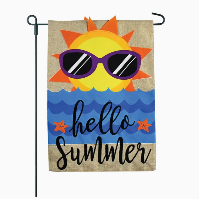Sun Beach Burlap Garden Flag
