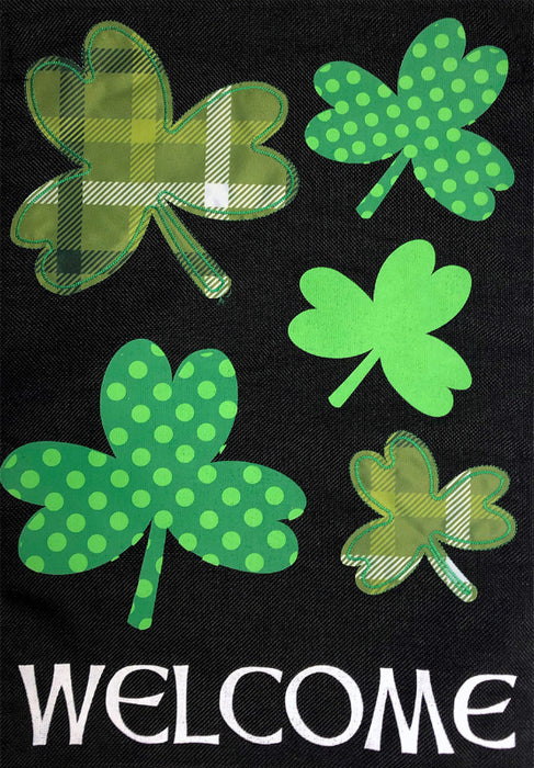 Shamrock Welcome Burlap Garden Flag